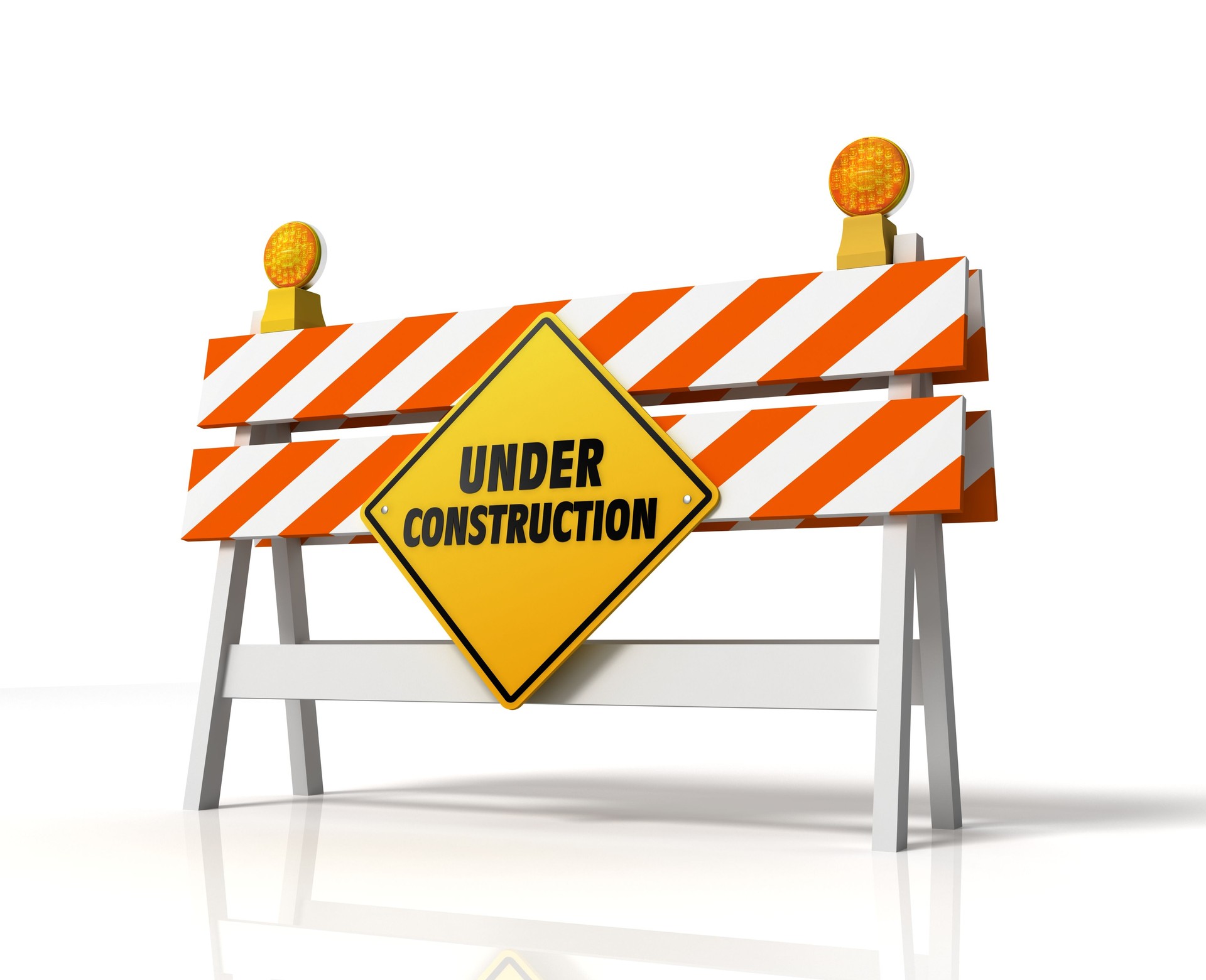 Under construction sign on a white background